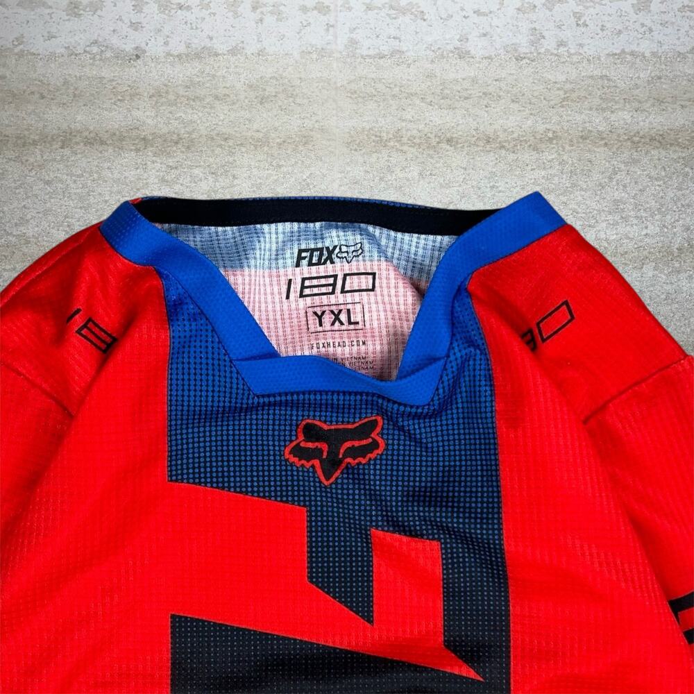 Vintage Y2K Fox Racing Motocross Shirt Jersey Youth XL Red Black Long Sleeve - Picture 3 of 3